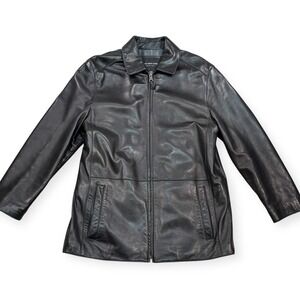 Marc New York Leather Jacket Men's Medium Black Andrew Marc Quilted Loose Fit